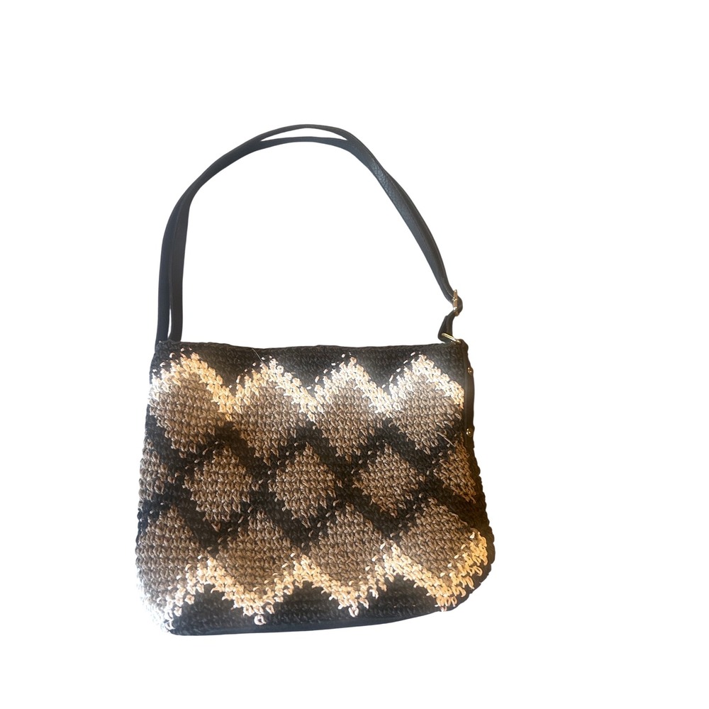 A.N.A by new crosspatch‎ black & tan woven crochet shoulder bag